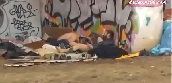 Pure Street Life Homeless Threesome Having Sex On Public